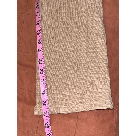 Monrow Tan Drawstring Waist & Pockets Waffle Knit Lounge Pants Women's Size S - Picture 5 of 9